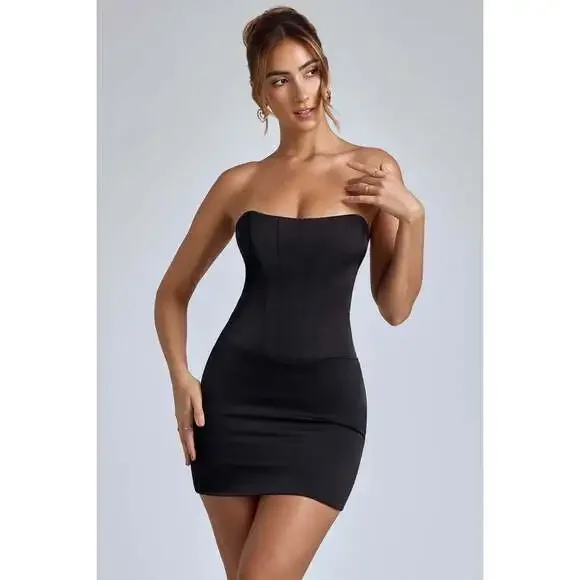 Corset Oh Polly Bandage Dress Oh Polly Dresses Oh Polly Laceup Corset Mini  Dress In Black
